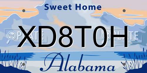 XD8T0H Alabama License Plate