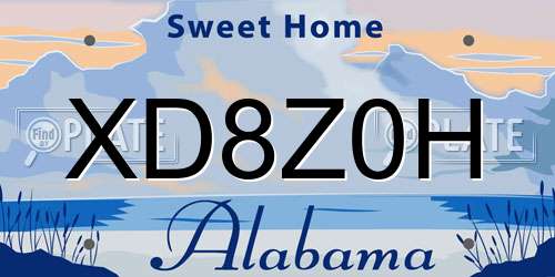 XD8Z0H Alabama License Plate