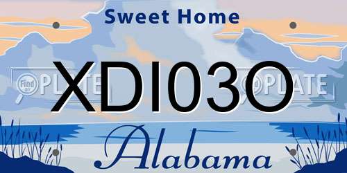 XDI03O Alabama License Plate