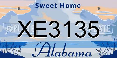 XE3135 Alabama License Plate