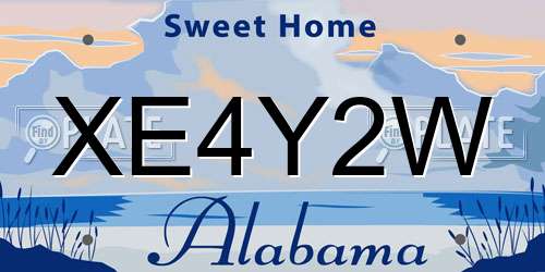 XE4Y2W Alabama License Plate