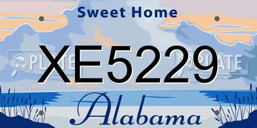 XE5229 Alabama License Plate