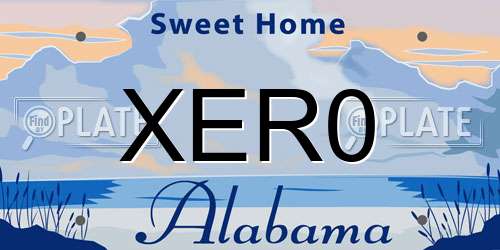 XER0 Alabama License Plate