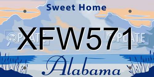 XFW571 Alabama License Plate