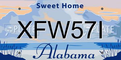 XFW57I Alabama License Plate