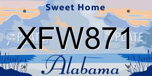 XFW871 Alabama License Plate