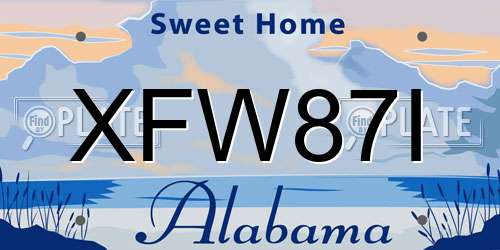 XFW87I Alabama License Plate
