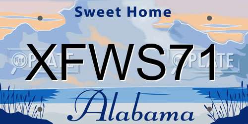 XFWS71 Alabama License Plate