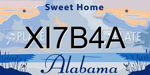 XI7B4A Alabama License Plate