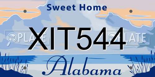 XIT544 Alabama License Plate