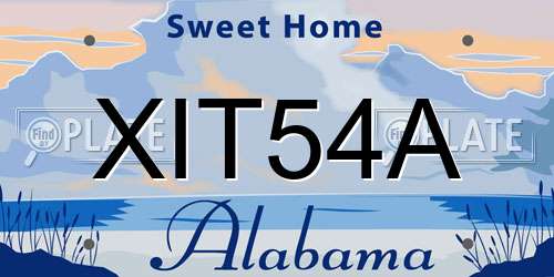 XIT54A Alabama License Plate