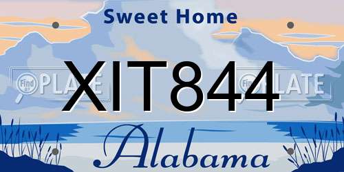 XIT844 Alabama License Plate
