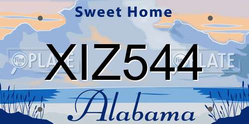 XIZ544 Alabama License Plate