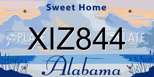 XIZ844 Alabama License Plate