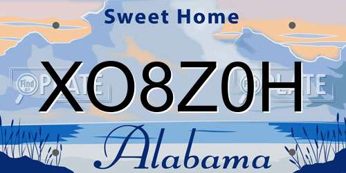 XO8Z0H Alabama License Plate