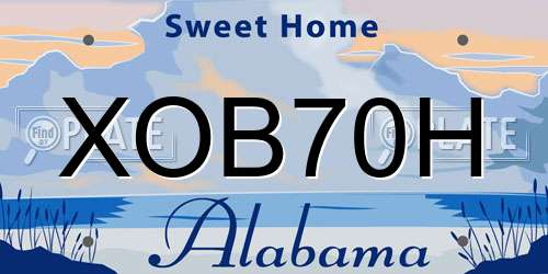 XOB70H Alabama License Plate