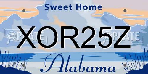 XOR25Z Alabama License Plate