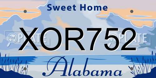 XOR752 Alabama License Plate