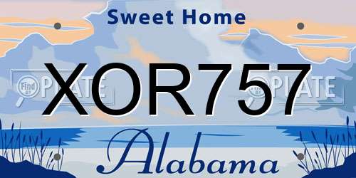 XOR757 Alabama License Plate