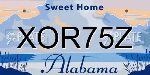 XOR75Z Alabama License Plate