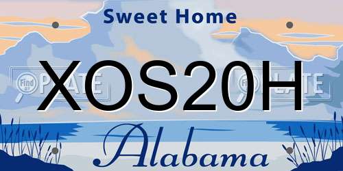 XOS20H Alabama License Plate