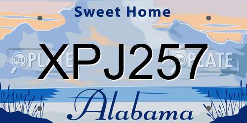 XPJ257 Alabama License Plate