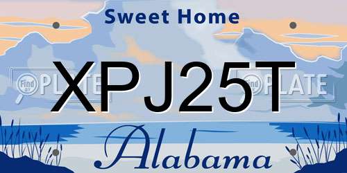 XPJ25T Alabama License Plate
