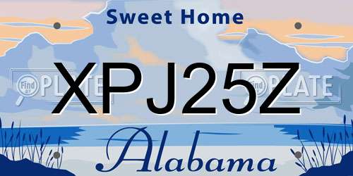 XPJ25Z Alabama License Plate