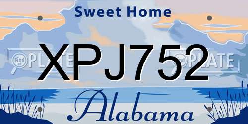 XPJ752 Alabama License Plate
