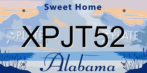 XPJT52 Alabama License Plate