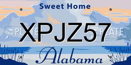 XPJZ57 Alabama License Plate