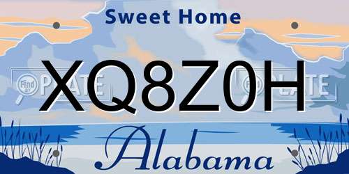 XQ8Z0H Alabama License Plate