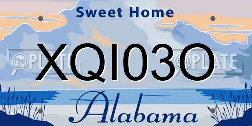 XQI03O Alabama License Plate