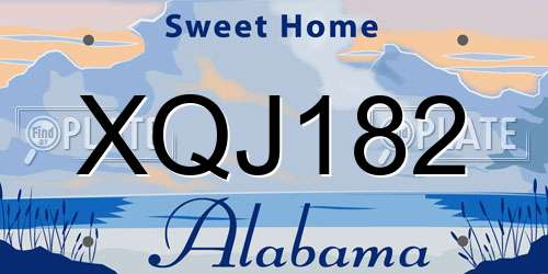 XQJ182 Alabama License Plate