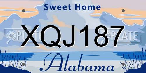 XQJ187 Alabama License Plate