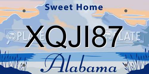 XQJI87 Alabama License Plate