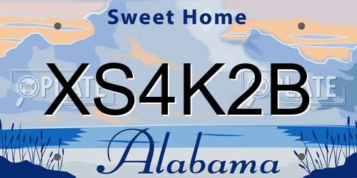 XS4K2B Alabama License Plate