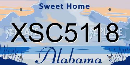 XSC5118 Alabama License Plate