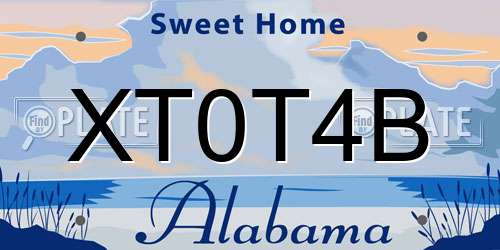 XT0T4B Alabama License Plate