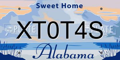 XT0T4S Alabama License Plate