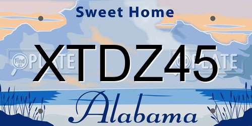 XTDZ45 Alabama License Plate