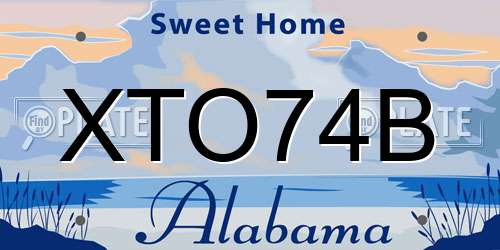 XTO74B Alabama License Plate