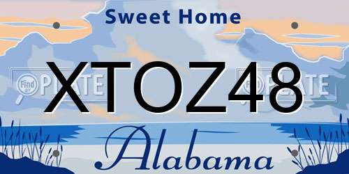 XTOZ48 Alabama License Plate