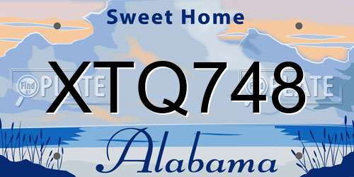XTQ748 Alabama License Plate