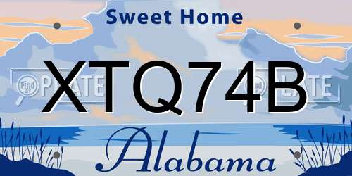 XTQ74B Alabama License Plate