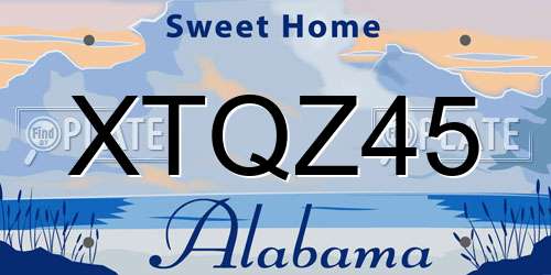 XTQZ45 Alabama License Plate