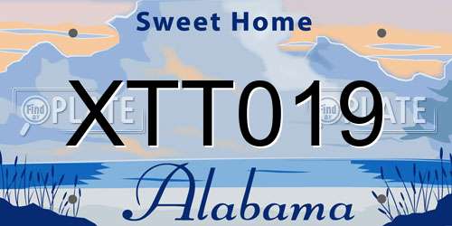 XTT019 Alabama License Plate