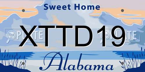 XTTD19 Alabama License Plate