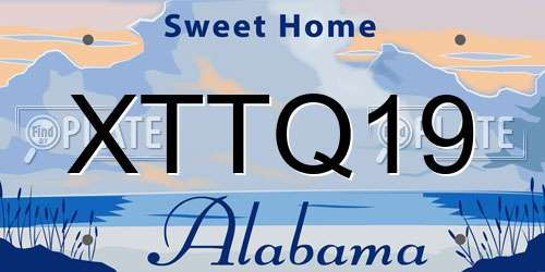 XTTQ19 Alabama License Plate