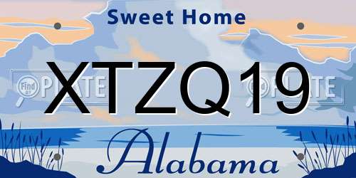 XTZQ19 Alabama License Plate